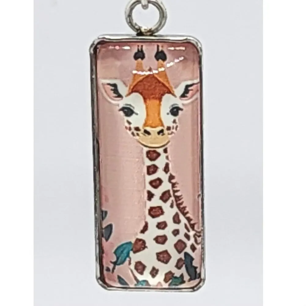 Glass Giraffe Dangle Earrings Cute Baby Jungle Animal Stainless Steel Wires